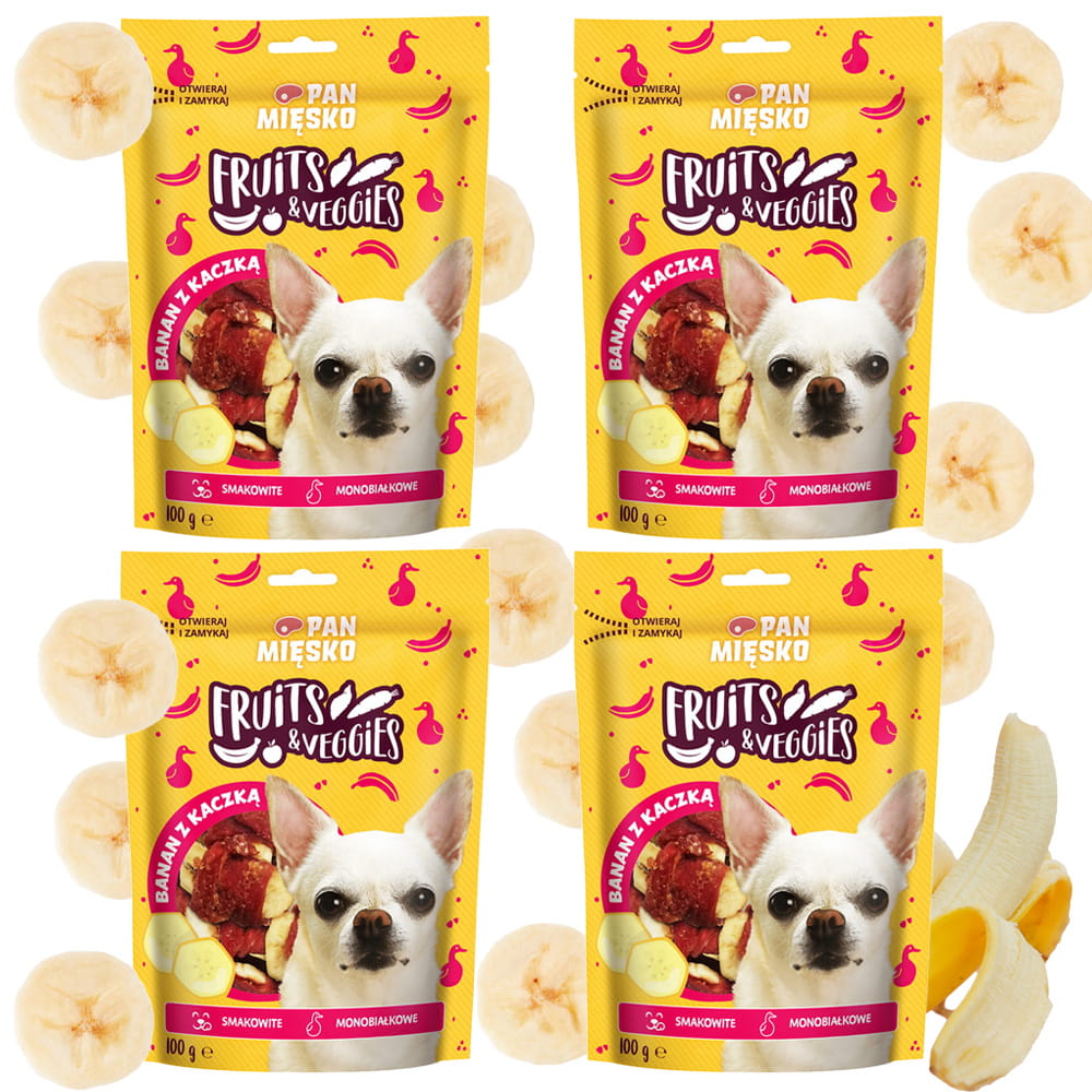 Pan Mięsko Przysmak dla psa Fruits & Veggies Banan z kaczką 4x 100g